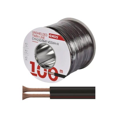 Garsiakalbio kabelis 2x1,5 mm juodas/raudonas, 100 m-Dvigubi