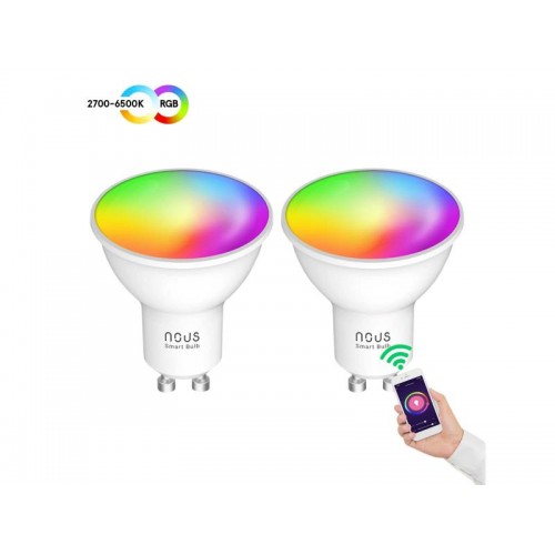 Išmaniųjų LED lempučių rinkinys GU10 4,5W RGB NOUS P8/2pack