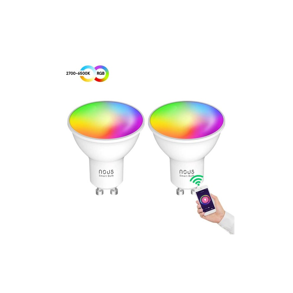 Išmaniųjų LED lempučių rinkinys GU10 4,5W RGB NOUS P8/2pack
