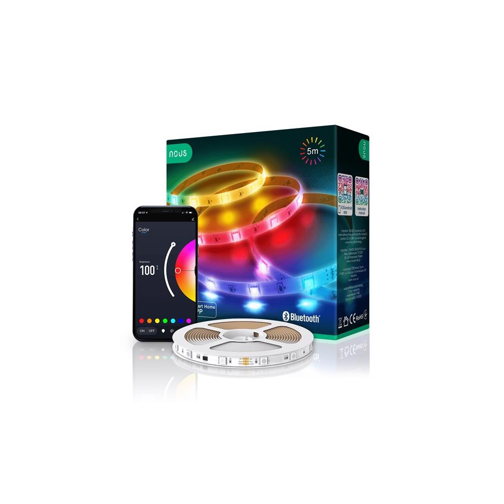 Išmanioji LED juosta 24V 30LED/m IP44 12W RGB NOUS F6 5m