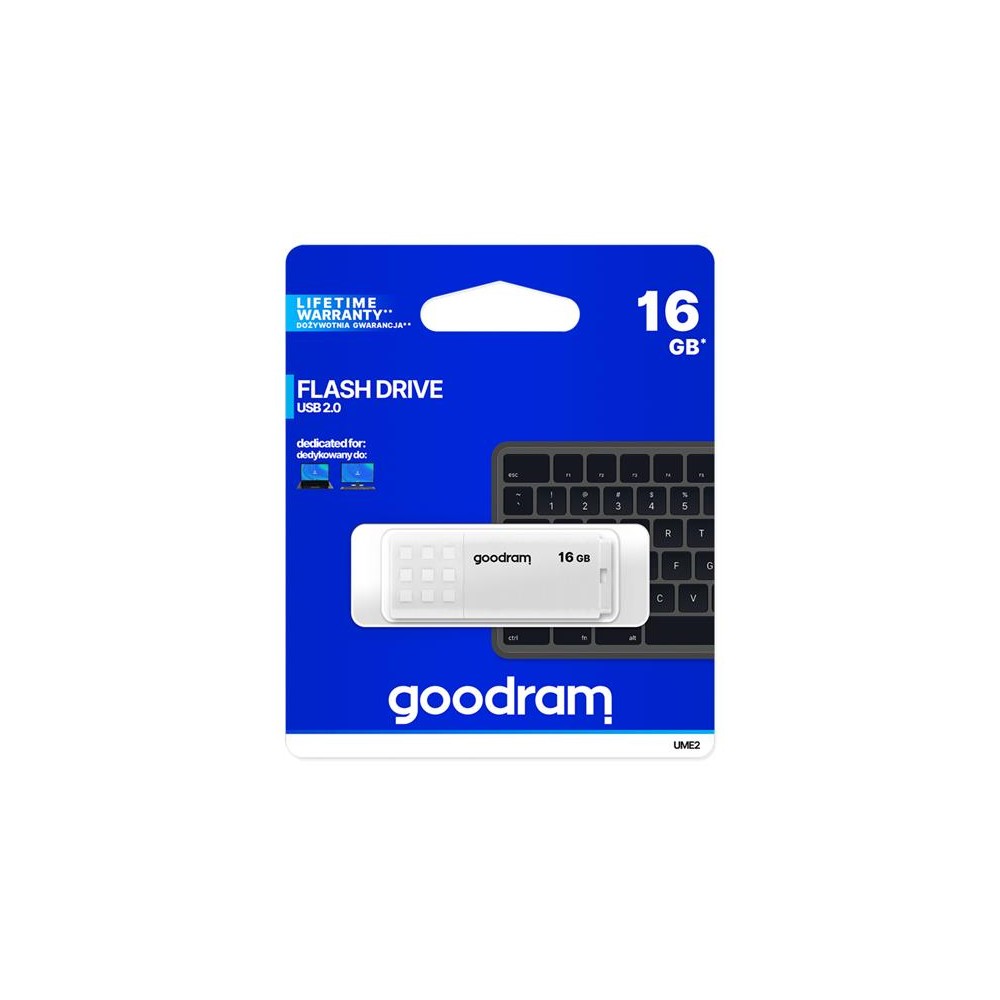 Flash GOODRAM USB 2.0 16GB, balta-USB atmintukai