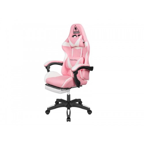 Žaidimų kėdė KRUGER & MATZ GX-150 Warrior white-rožinė-Žaidimo