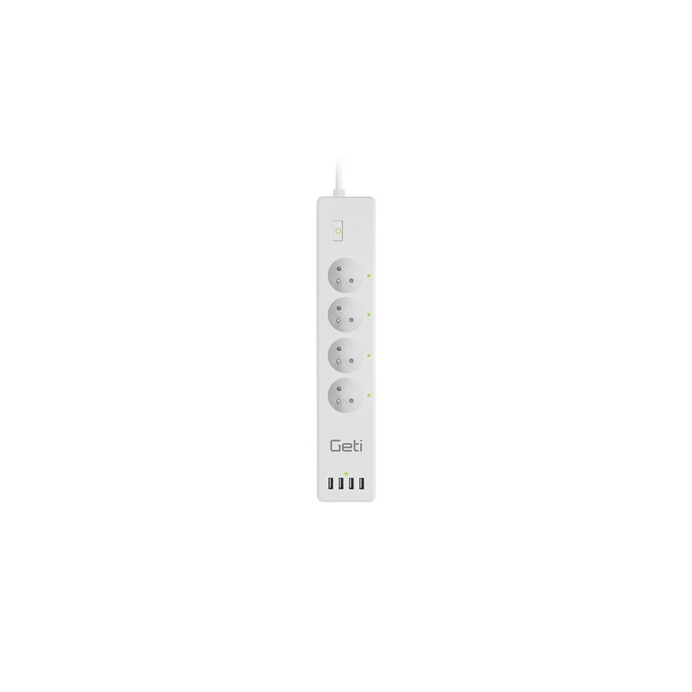 Išmanusis prailgintuvas GETI GSS04, 4 lizdai, 4x USB