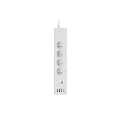 Išmanusis prailgintuvas GETI GSS04, 4 lizdai, 4x USB