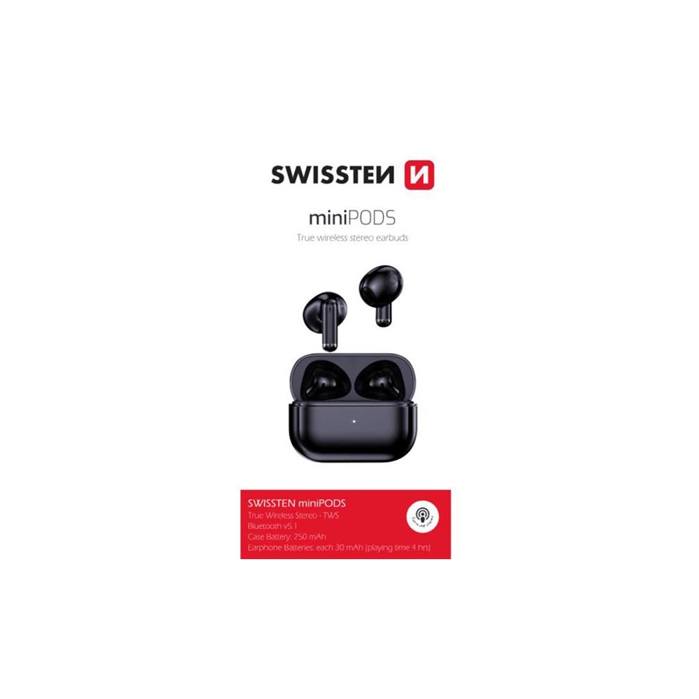 "Bluetooth" ausinės SWISSTEN MINIPODS BLACK