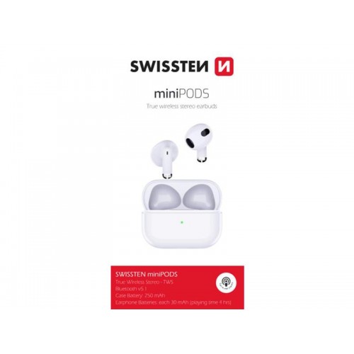"Bluetooth" ausinės SWISSTEN MINIPODS WHITE