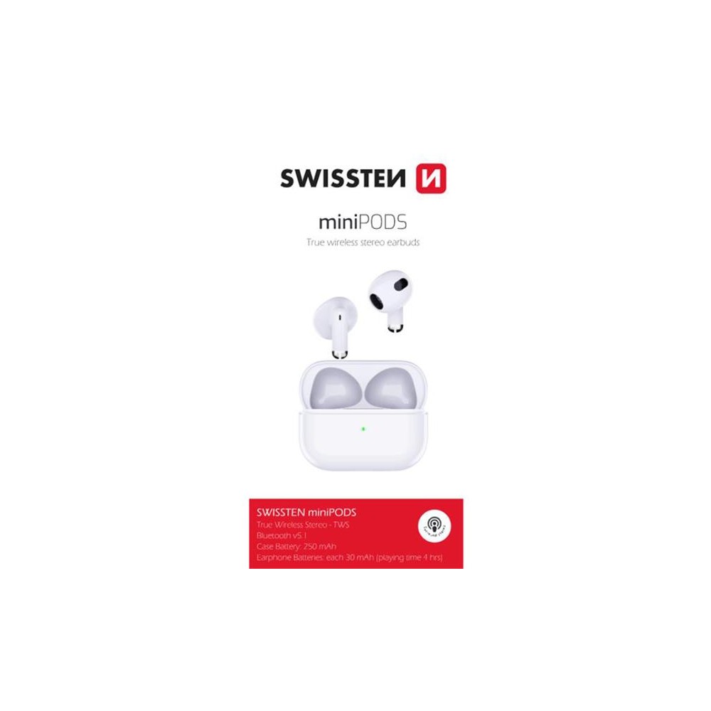 "Bluetooth" ausinės SWISSTEN MINIPODS WHITE