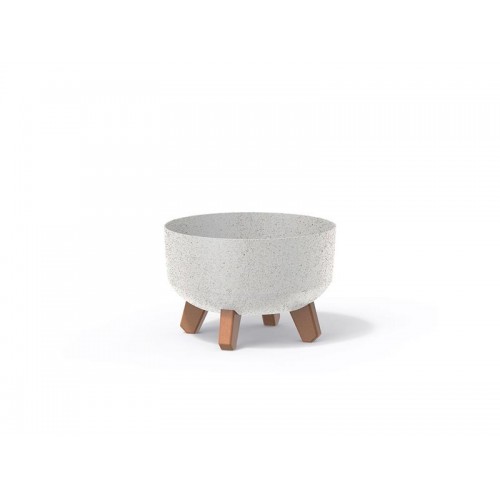 Gėlių vazonas GRACIA LOW ECO WOOD 23,5 cm baltas-Augalų vazonai