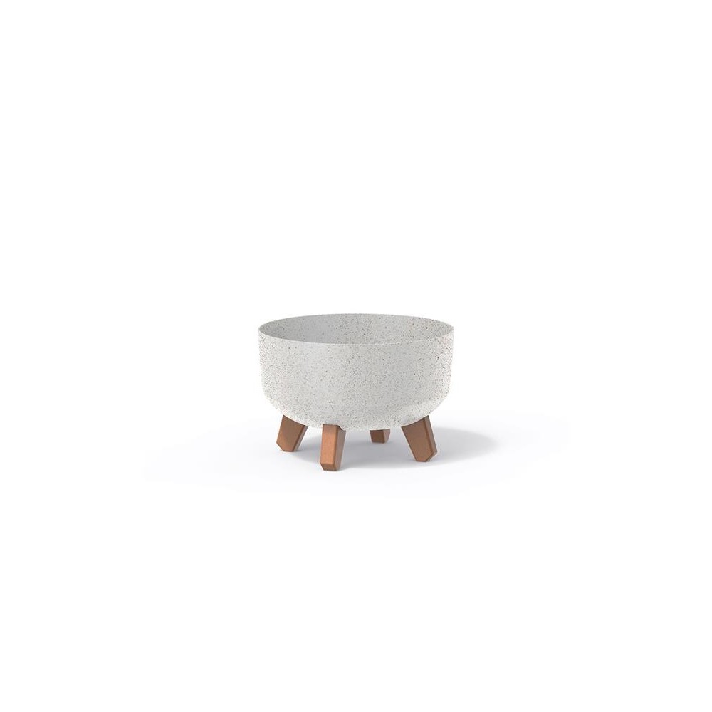 Gėlių vazonas GRACIA LOW ECO WOOD 23,5 cm baltas-Augalų vazonai