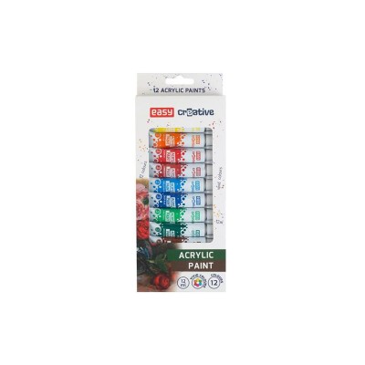 Akriliniai dažai EASY CREATIVE 12 spalvų 12ml-Tapyba, piešimas