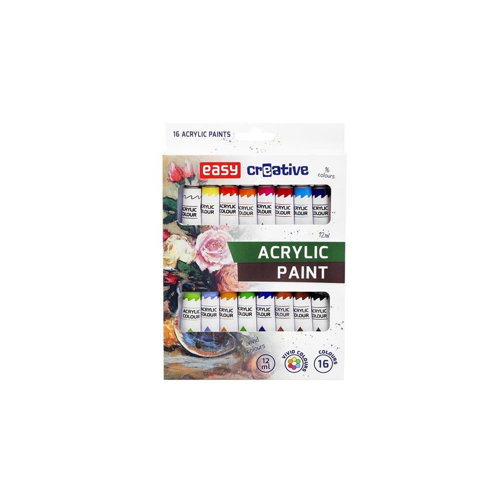 Akriliniai dažai EASY CREATIVE 16 spalvų 12ml-Tapyba, piešimas Akriliniai dažai EASY CREATIVE 16 spalvų 12ml-Tapyba, piešimas