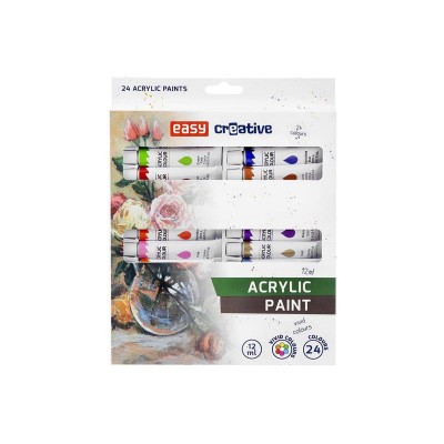 Akriliniai dažai EASY CREATIVE 24 spalvos 12ml-Tapyba, piešimas
