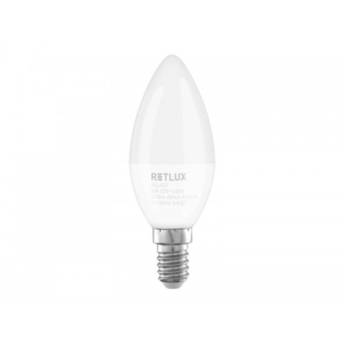 LED lemputė E14 6W C37 šaltai balta RETLUX RLL 427-LED lemputės