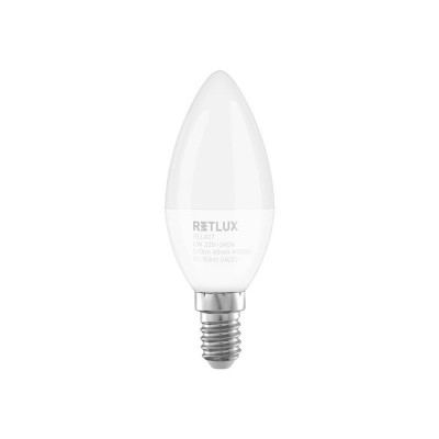 LED lemputė E14 6W C37 šaltai balta RETLUX RLL 427-LED lemputės