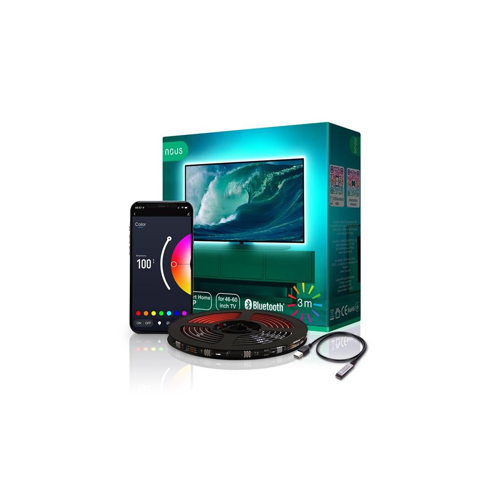 Išmanioji LED juosta 5V 20LED/m IP44 5W RGB NOUS F8 3m
