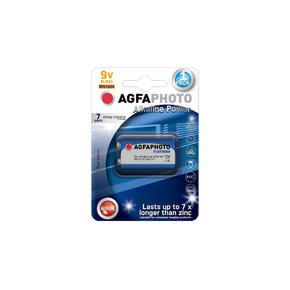 Akumuliatorius 6F22 (9V) šarminis AGFAPHOTO Power 1 vnt. /