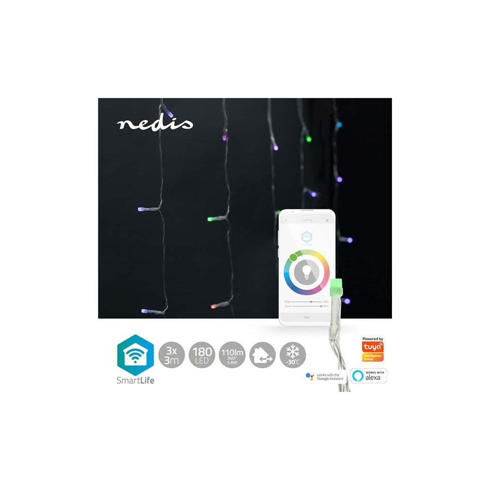 Išmanioji LED kalėdinė grandinė NEDIS WIFILXC01C180 3m WiFi