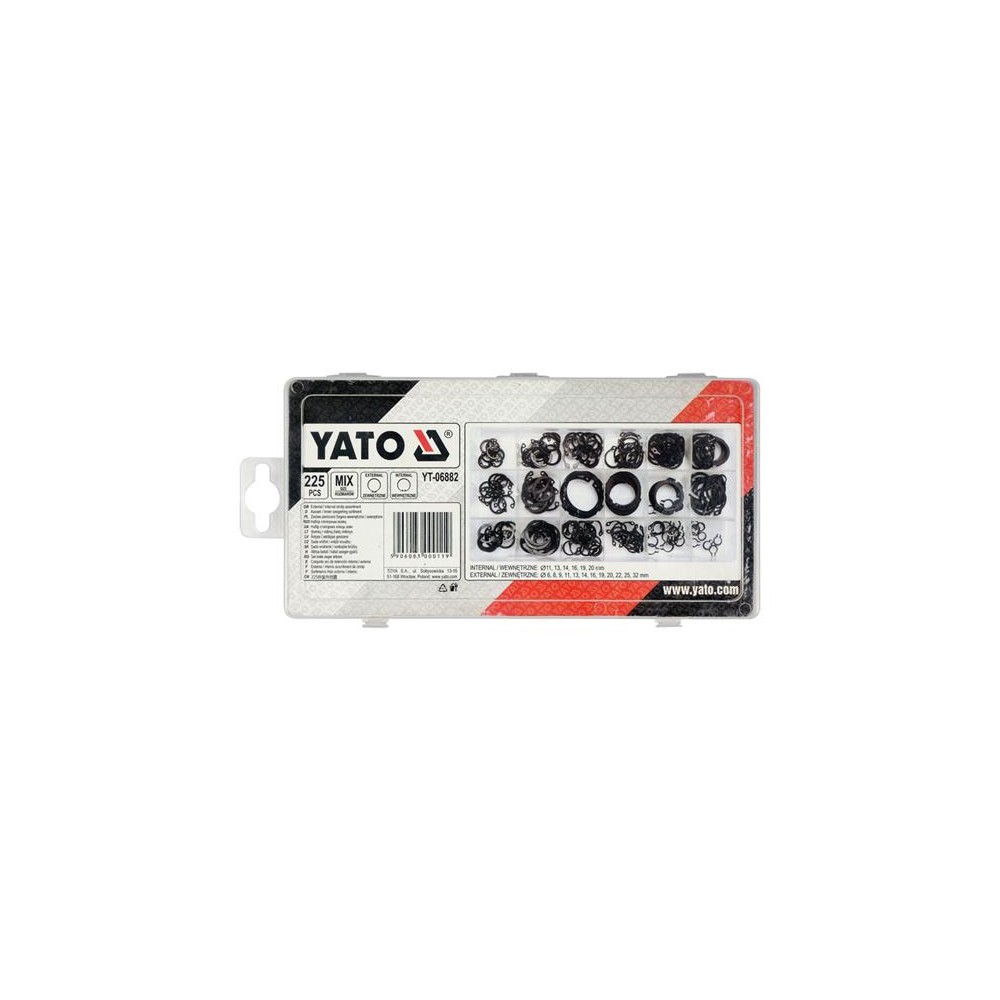 Atraminių žiedų rinkinys YATO YT-06882 225vnt-Kaiščiai ir