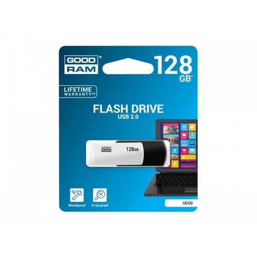 Flash GOODRAM USB 2.0 128GB, balta-juoda-USB atmintukai