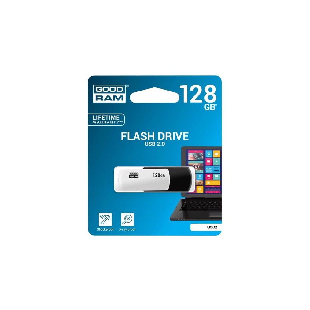 Flash GOODRAM USB 2.0 128GB, balta-juoda-USB atmintukai