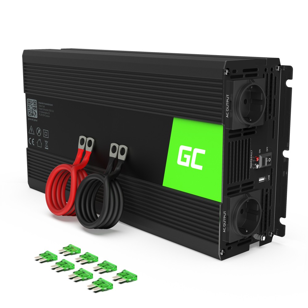 Green Cell Maitinimo inverteris nuo 24V iki 230V 1500W/3000W Green Cell Maitinimo inverteris nuo 24V iki 230V 1500W/3000W