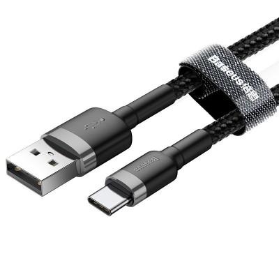 "Baseus Cafule" USB kabelis-C 2A 2m (pilkas+juodas)-Pagrindinis