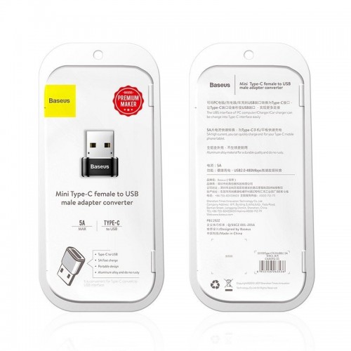 "Baseus USB-C į USB-A adapteris 3A (juodas)-Pagrindinis