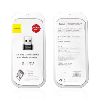"Baseus USB-C į USB-A adapteris 3A (juodas)-Pagrindinis