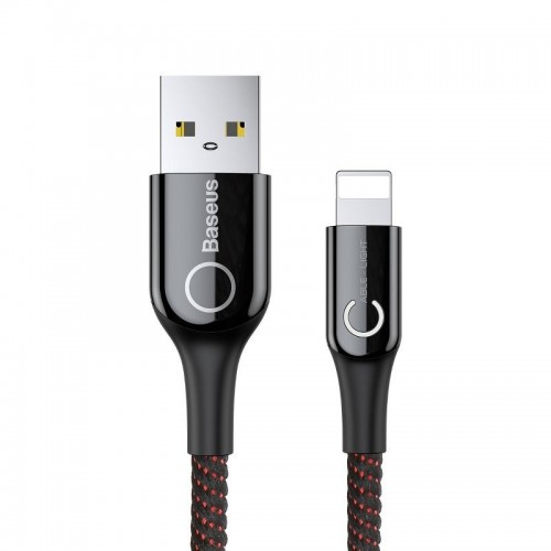 Baseus C-formos "Lightning" kabelis su LED lempa 2.4A 1 m