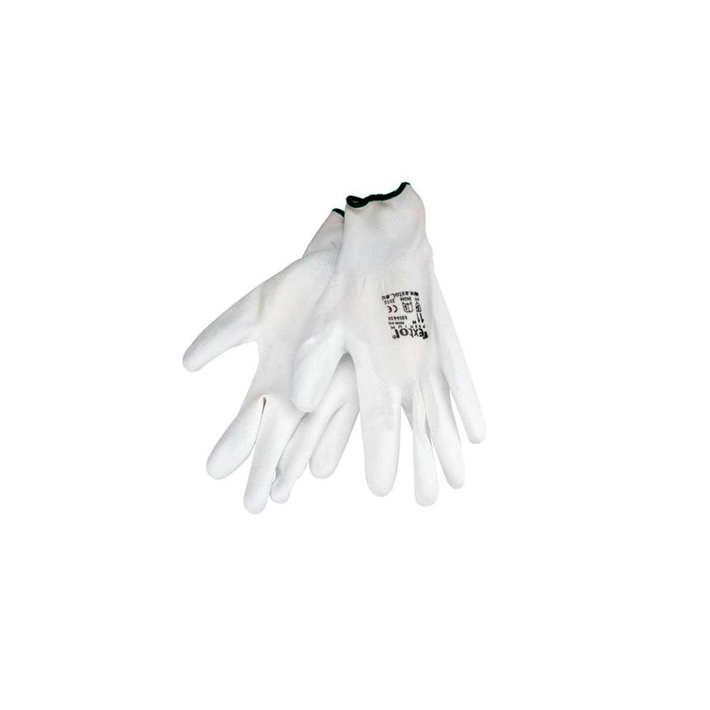 Pirštinės 8 "baltos poliesterio pirštinės iš PU, EXTOL Pirštinės 8 "baltos poliesterio pirštinės iš PU, EXTOL