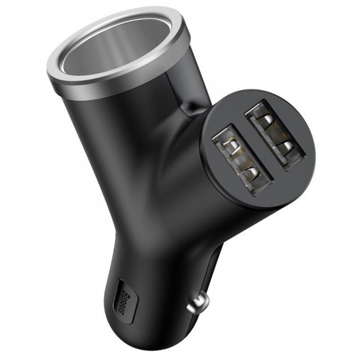 "Baseus" apvalus Y tipo dvigubas USB + cigarečių žiebtuvėlis