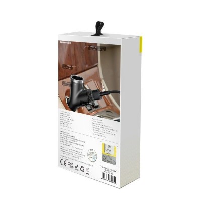 "Baseus" apvalus Y tipo dvigubas USB + cigarečių žiebtuvėlis