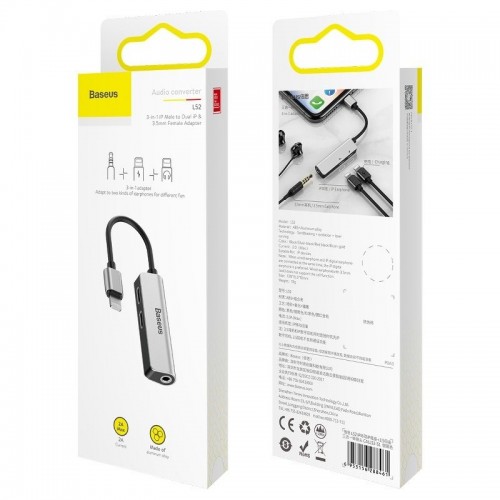 "Baseus L52" garso adapteris "Lightning" - "Mini Jack" 3,5 mm i "Baseus L52" garso adapteris "Lightning" - "Mini Jack" 3,5 mm i