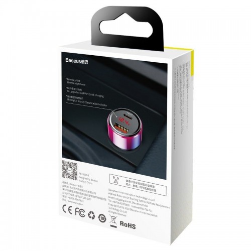 "Baseus Magic" automobilinis įkroviklis USB + USB-C QC 4.0 PD