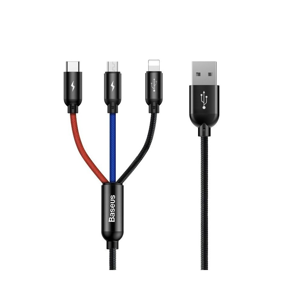 "Baseus 3in1" USB kabelis-C / Lightning / Micro 3,5A 0,3 m