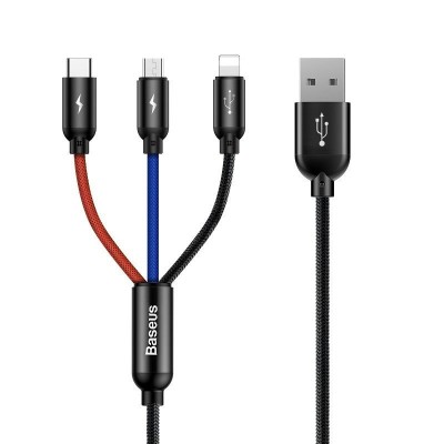 "Baseus 3in1" USB kabelis-C / Lightning / Micro 3,5A 0,3 m