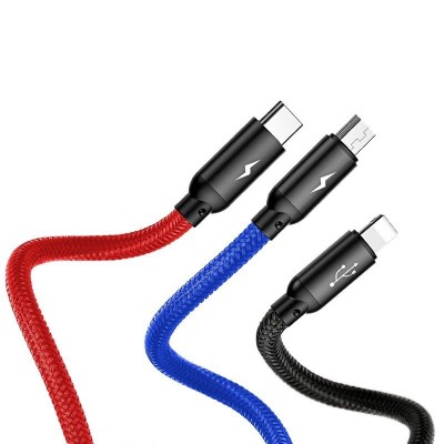 "Baseus 3in1" USB kabelis-C / Lightning / Micro 3,5A 0,3 m
