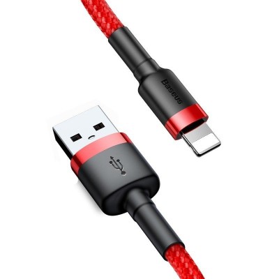 "Baseus Cafule" kabelis USB Lightning 2A 3 m (raudonas)-Duomenų