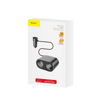 "Baseus" žiebtuvėlio lizdo daliklis 2xUSB 3,1A 100W