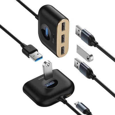 "Baseus" kvadratinis apvalus USB adapteris, HUB USB 3.0 į 1x