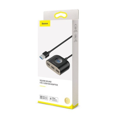 "Baseus" kvadratinis apvalus USB adapteris, HUB USB 3.0 į 1x