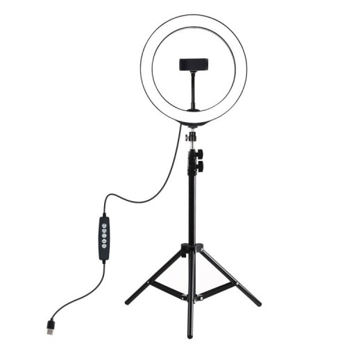 Puluz 1,1 m trikojo laikiklis + 26 cm RGBW LED žiedas Vlogging