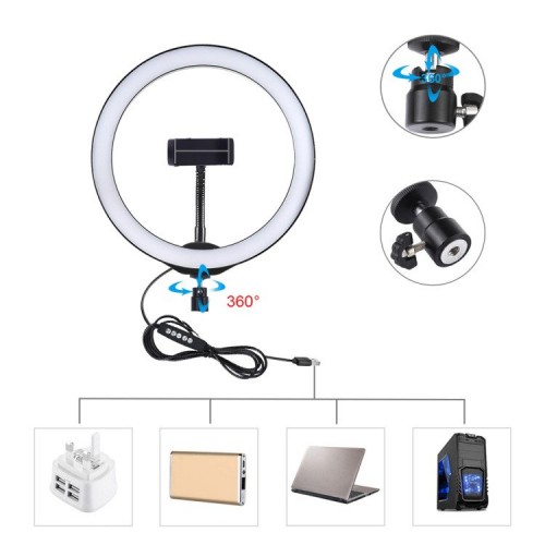 Puluz 1,1 m trikojo laikiklis + 26 cm RGBW LED žiedas Vlogging