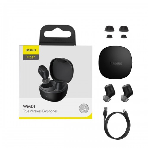 Belaidės ausinės "Baseus Encok WM01", "Bluetooth 5.0" (juodos