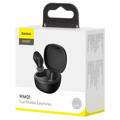 Belaidės ausinės "Baseus Encok WM01", "Bluetooth 5.0" (juodos