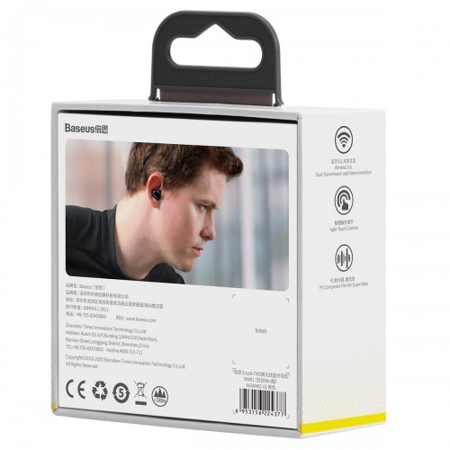 Belaidės ausinės "Baseus Encok WM01", "Bluetooth 5.0" (juodos