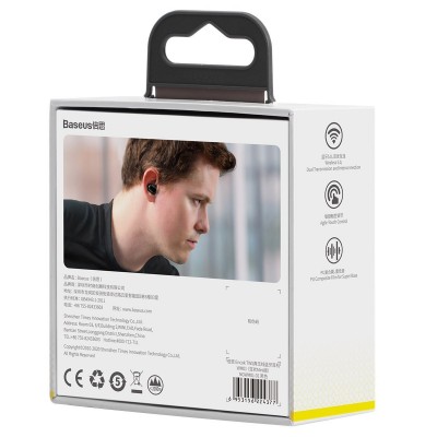 Belaidės ausinės "Baseus Encok WM01", "Bluetooth 5.0" (juodos