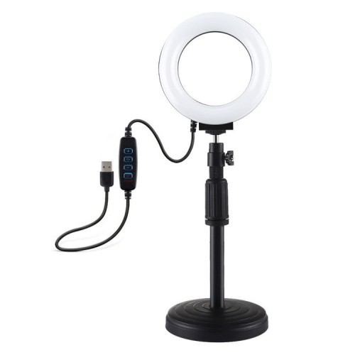 Žiedinė LED lempa su reguliuojamu pagrindu Puluz