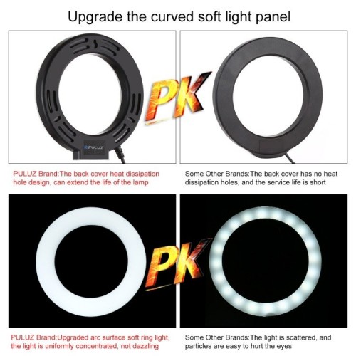 Žiedinė LED lempa su reguliuojamu pagrindu Puluz