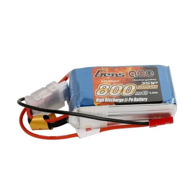 GensAce LiPo 800mAh 11.1V 45C 3S1P akumuliatorius-LiFePO4